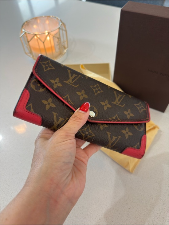 Louis Vuitton Handbags - Louis Vuitton Brown Monogram Wallet with Red Trim